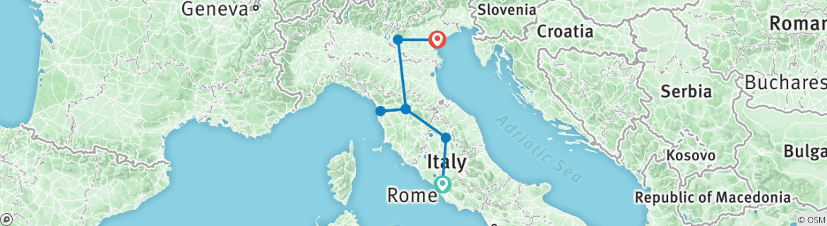 Map of Easy Pace Italy (Classic, Winter, 10 Days)