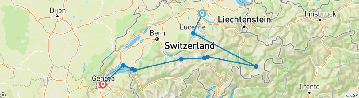 Image d'une carte montrant l'itinéraire du circuit