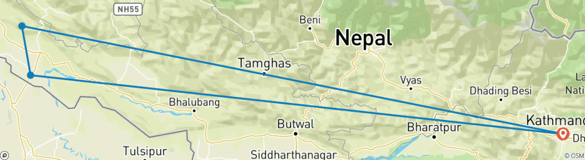 Map of Bird watching in Nepal (Bardiya National Park)