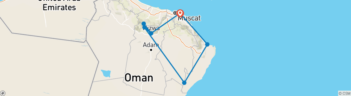 Carte du circuit Explorez Oman - Circuit en voiture