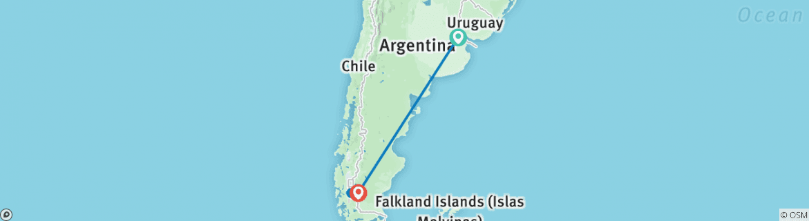 Carte du circuit Buenos Aires et Calafate ou vice-versa - 5 jours