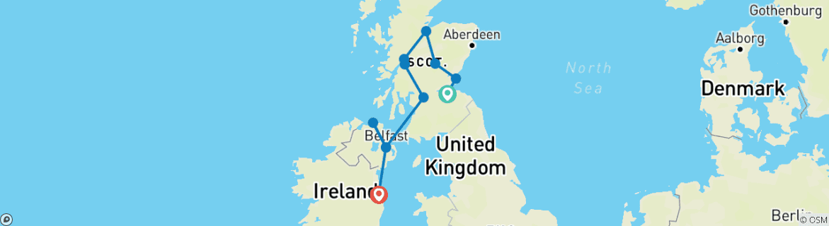 Image d'une carte montrant l'itinéraire du circuit