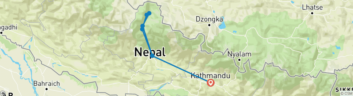 Foto van een kaart met de route van de rondreis