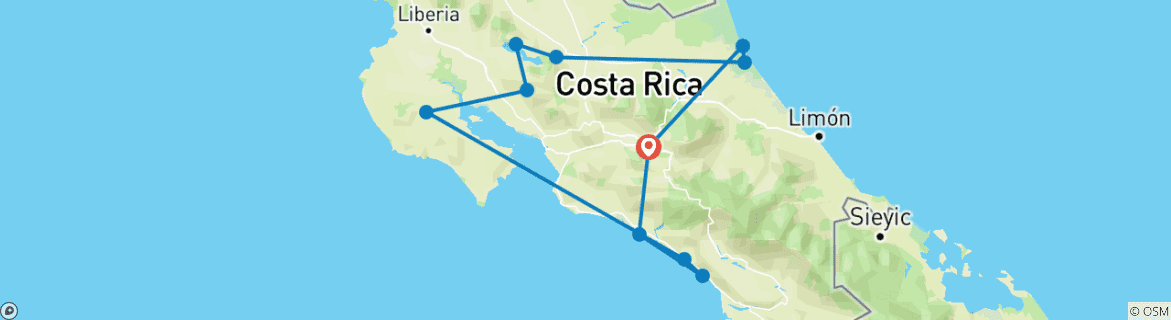 Image d'une carte montrant l'itinéraire du circuit