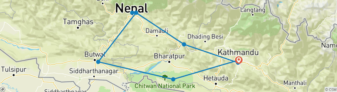 Map of Buddhist Darshan Tour - 10 Days