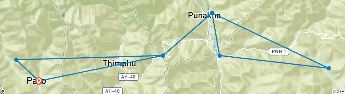 Map of Bhutan - The Hidden Kingdom