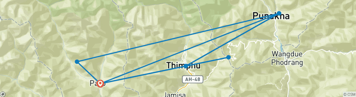 Image d'une carte montrant l'itinéraire du circuit