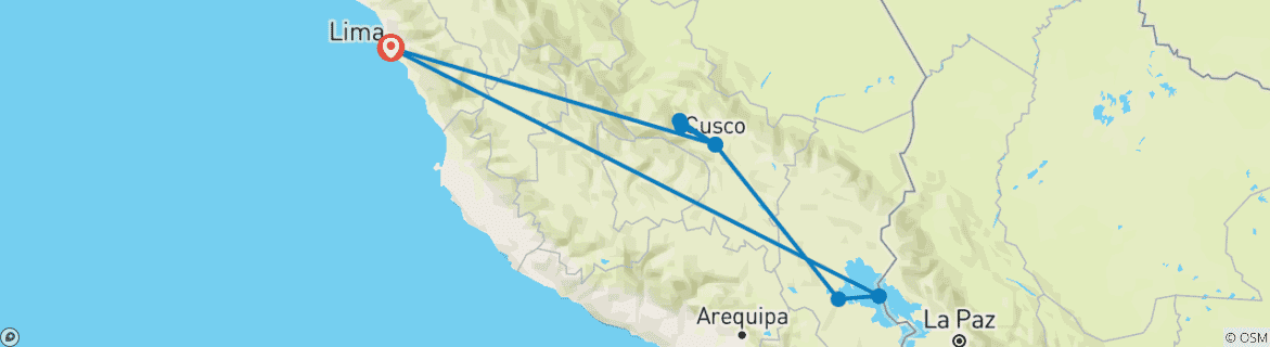 Mapa de Perú clásico (8 destinations)