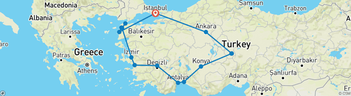 Karte von Das Beste aus der Türkei (Sommer, 14 Tage)