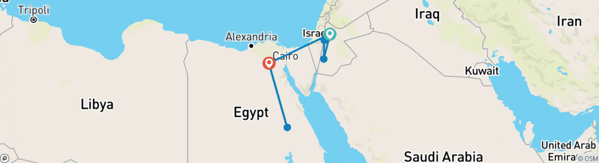 Karte von Jordanien und Ägypten Rundreise (privat, 8 Tage)