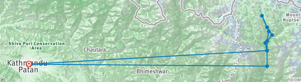 Map of Everest gokyo lake trek