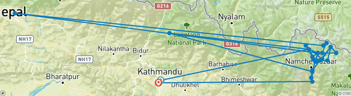 Foto van een kaart met de route van de rondreis