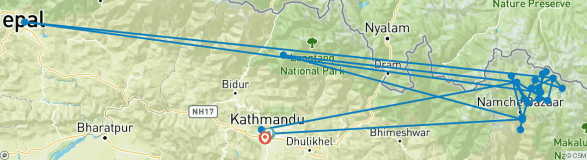 Image d'une carte montrant l'itinéraire du circuit