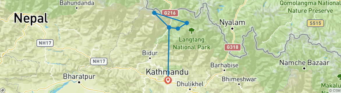 Foto van een kaart met de route van de rondreis