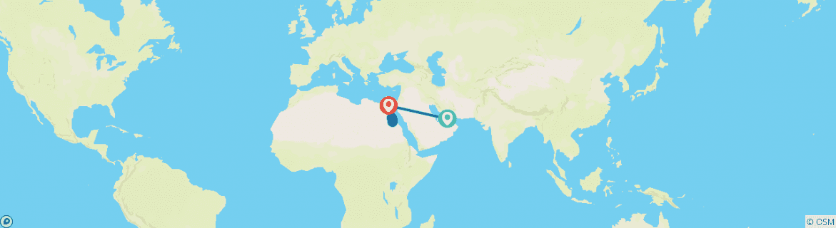 Map of 10-Day Dubai and Egypt tour