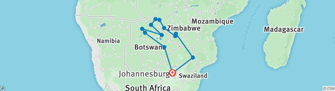 Mapa de Explorador de Botsuana y Zimbabue