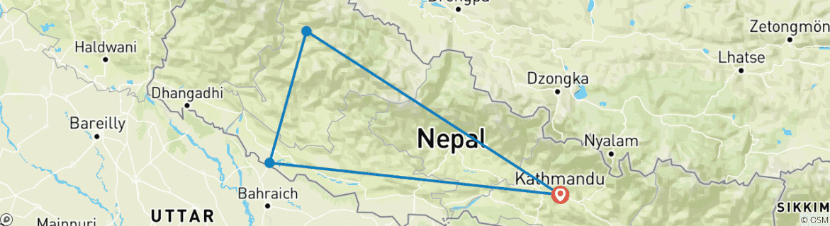 Karte mit der Reiseroute