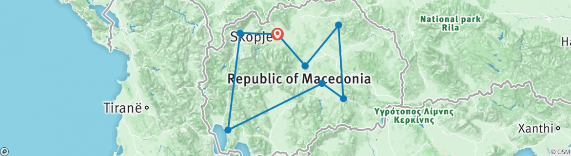 Map of Macedonia wine tour