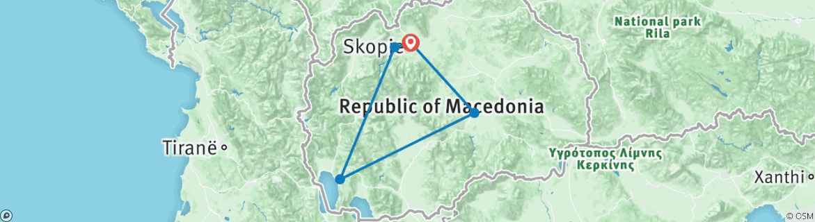 Map of Skopje city break 5 days