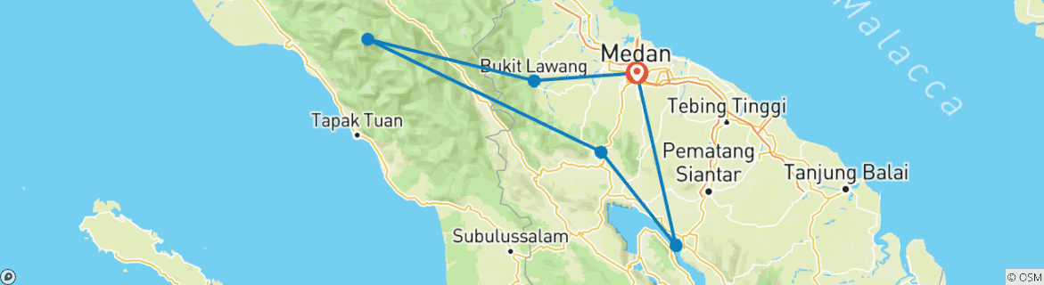 Foto van een kaart met de route van de rondreis