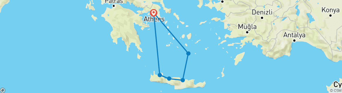 Carte du circuit Circuit guidé semi-privé de 8 jours dans la mer Égée