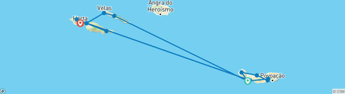 Carte du circuit Trek dans les Açores