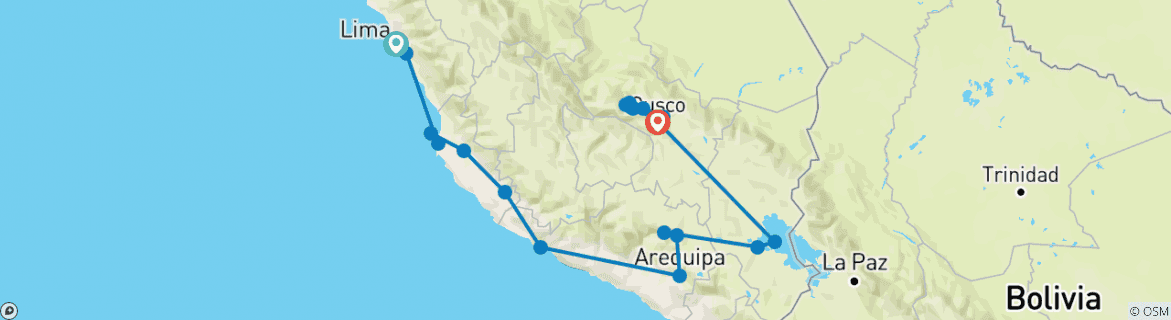 Carte du circuit Pérou en profondeur et le Chemin de l'Inca
