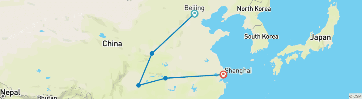 Image d'une carte montrant l'itinéraire du circuit