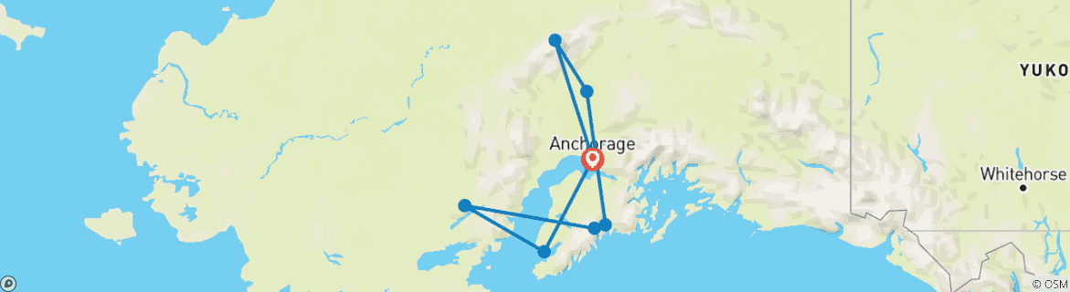 Map of Alaska: Ocean Wildlife to Interior Wilderness Adventure - 9 Days