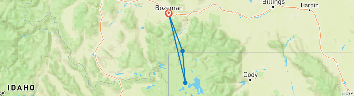 Image d'une carte montrant l'itinéraire du circuit