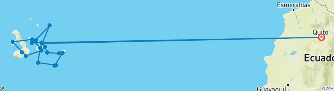Image d'une carte montrant l'itinéraire du circuit