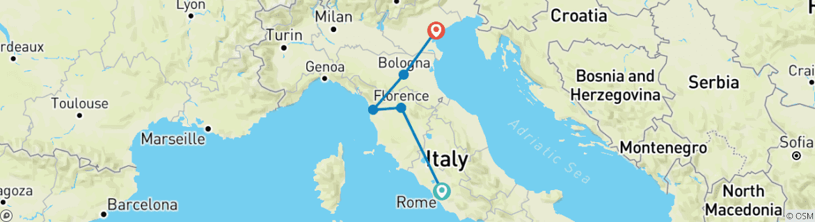 Image d'une carte montrant l'itinéraire du circuit