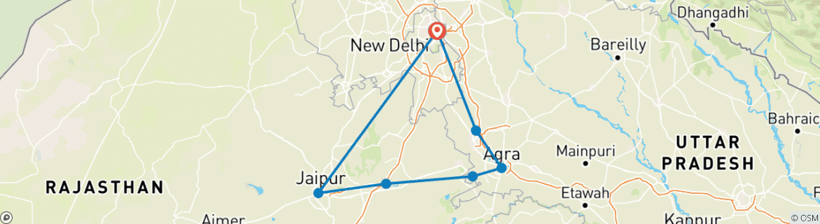 Karte mit der Reiseroute