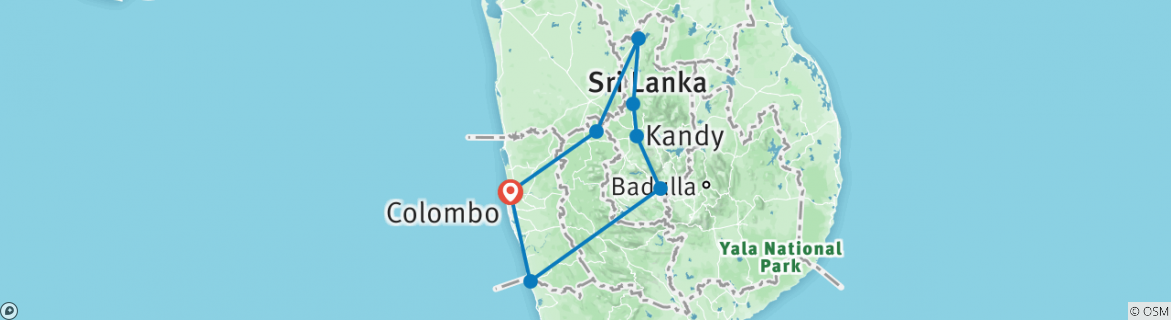 Map of Blissful Sri Lanka