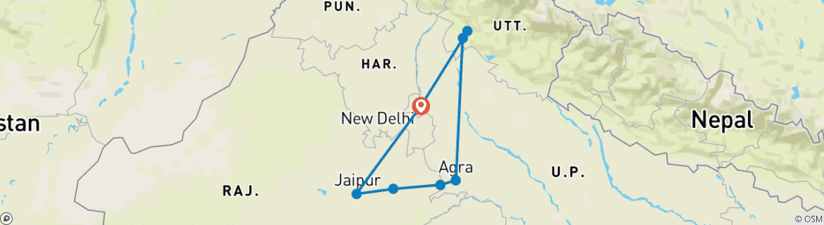 Image d'une carte montrant l'itinéraire du circuit