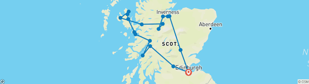 Map of Isle of Skye, Loch Ness & Inverness