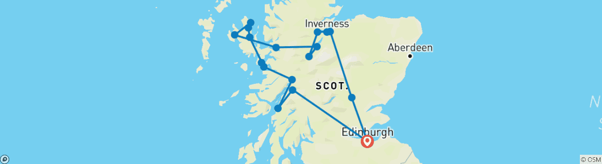 Image d'une carte montrant l'itinéraire du circuit
