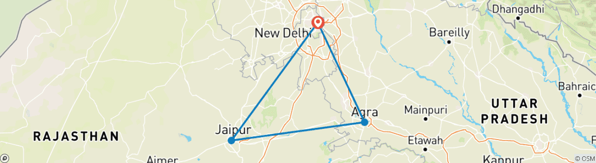 Carte du circuit Triangle d'or rapide - 3 jours