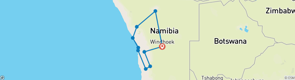 Map of Namibia Explorer (Accommodated) - 10 Days