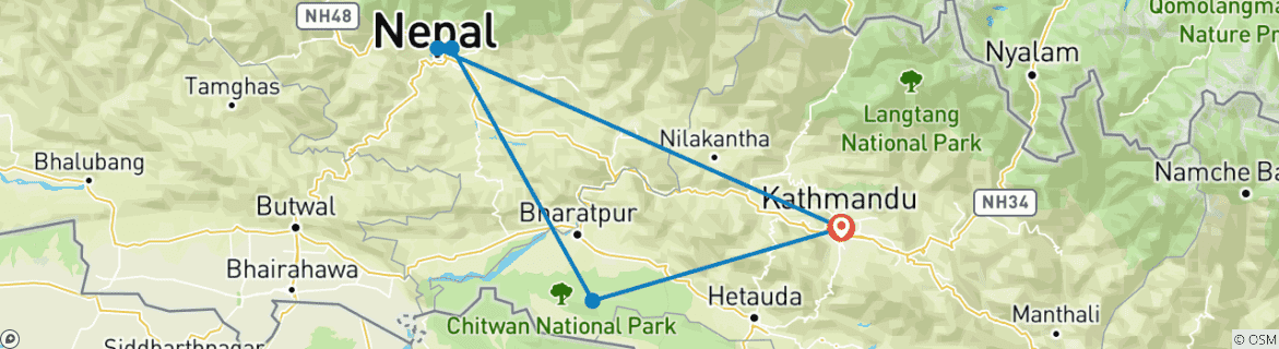 Image d'une carte montrant l'itinéraire du circuit