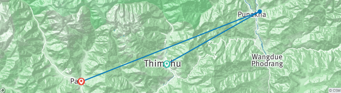 Map of Glimpse of Bhutan 5 nights 6 days