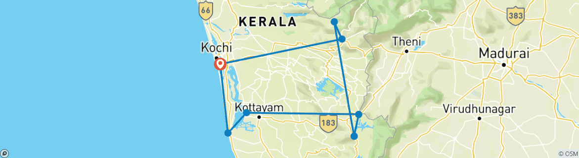 Carte du circuit L'incroyable Kerala