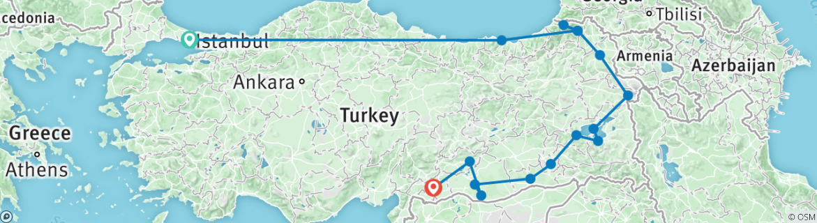 Carte du circuit Les frontières orientales de la Turquie