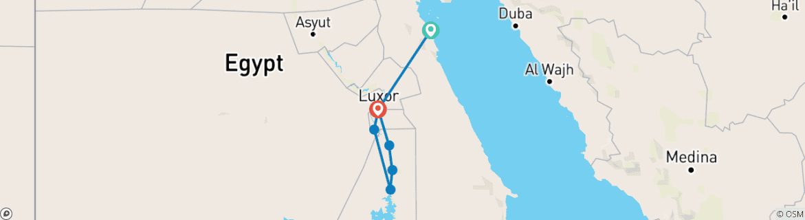 Map of 15 Days Ancient Egypt tour (Hurghada and Nile Cruise)