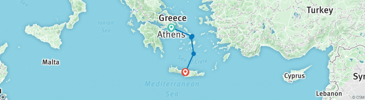 Map of Greek Island Dreams 40's - 50's and 60's Singles Vacations