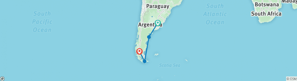 Map of Visiting Patagonia Tour