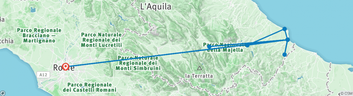 Map of Italian Easter Experience in Abruzzo