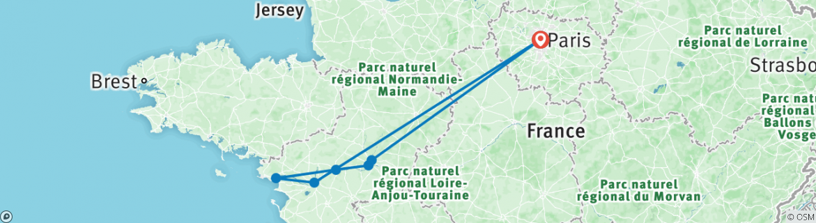 Map of From the Châteaux of Chambord and Chenonceau to the Loire Valley (7 destinations)