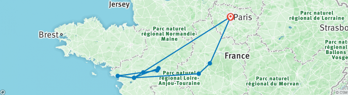 Map of From the Châteaux of Chambord and Chenonceau to the Loire Valley (10 destinations)