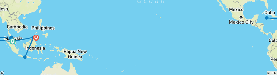 Karte mit der Reiseroute